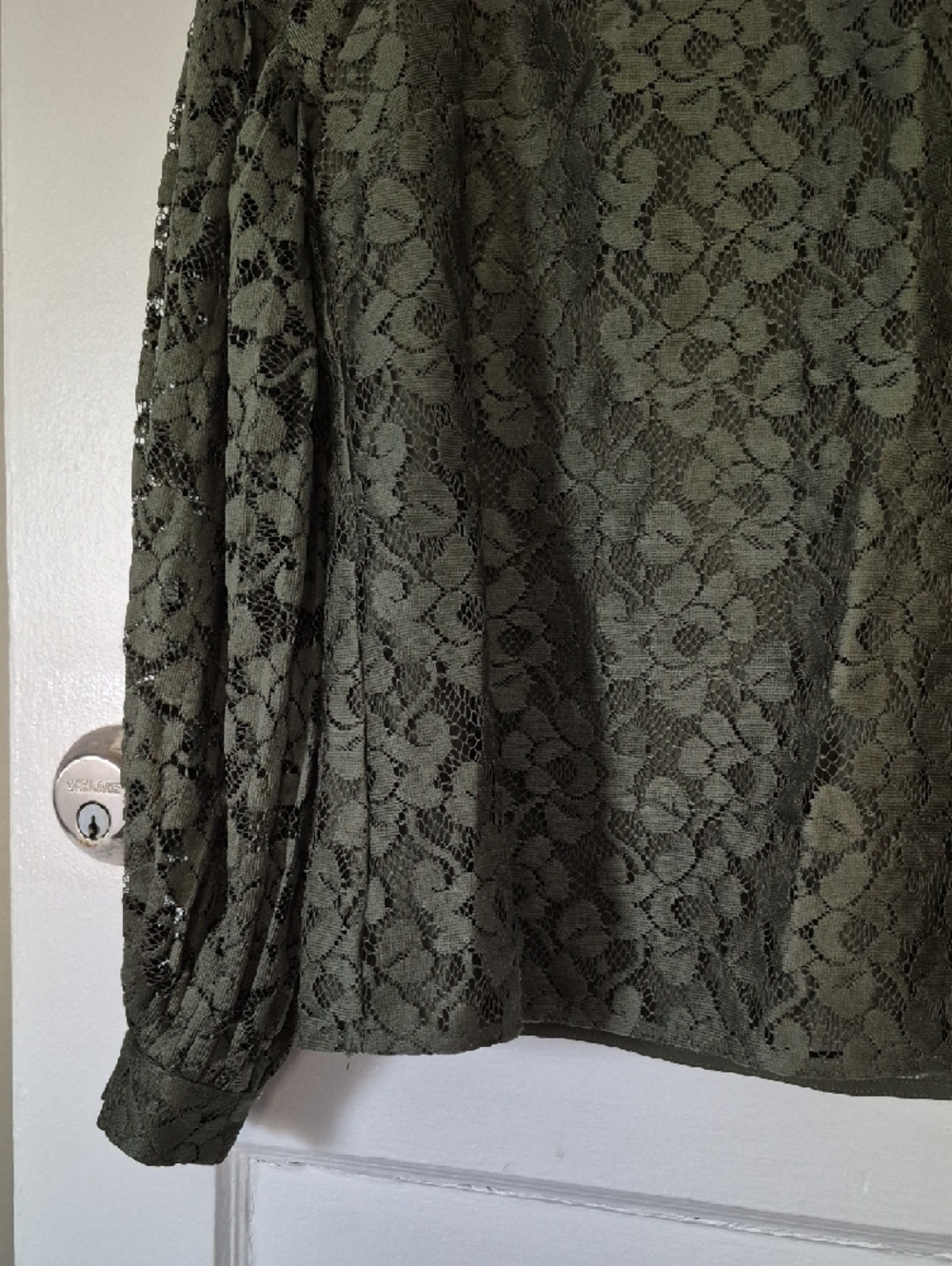 Banana Republic Olive Green Floral Lace Shell Blouse Top MED - Picture 7 of 12